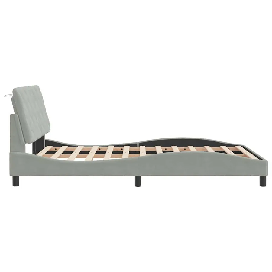 Cadre de lit sans matelas gris clair 140x190 cm velours - 6