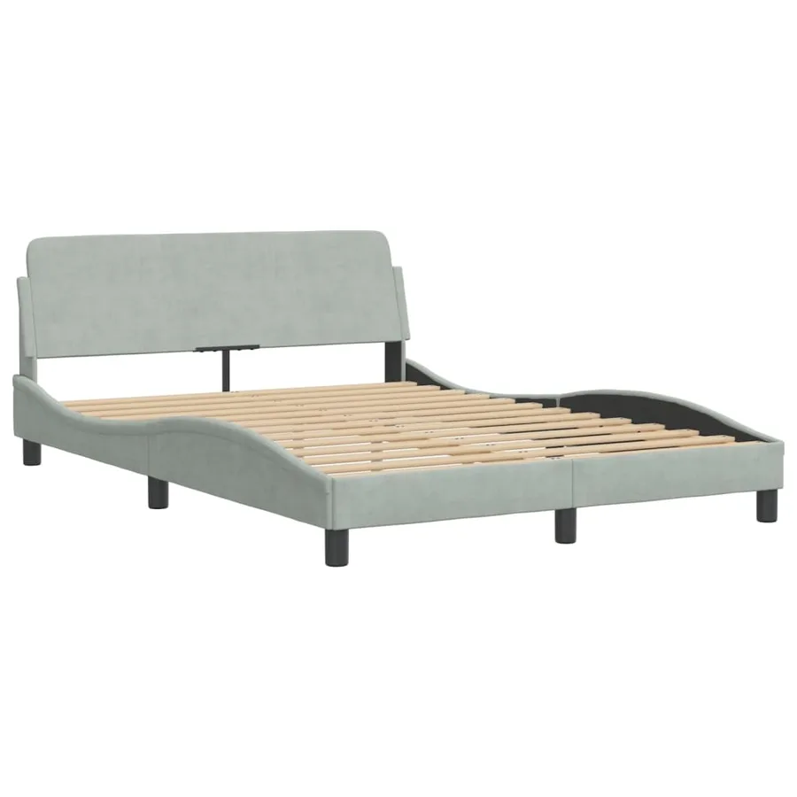 Lit avec matelas gris clair 140x190 cm velours - 4