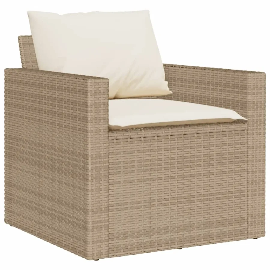 Salon de jardin avec coussins 6 pcs beige résine tressée - 4