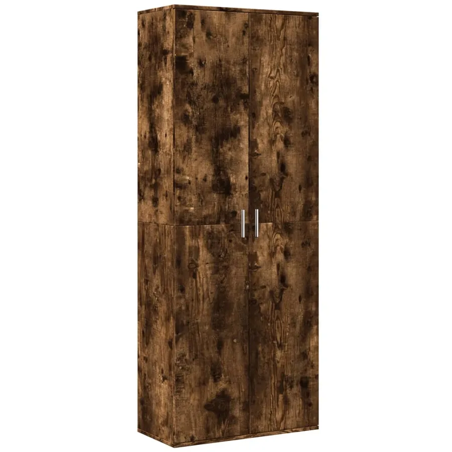 Buffet haut chêne fumé 70x35x180 cm bois d'ingénierie - 2