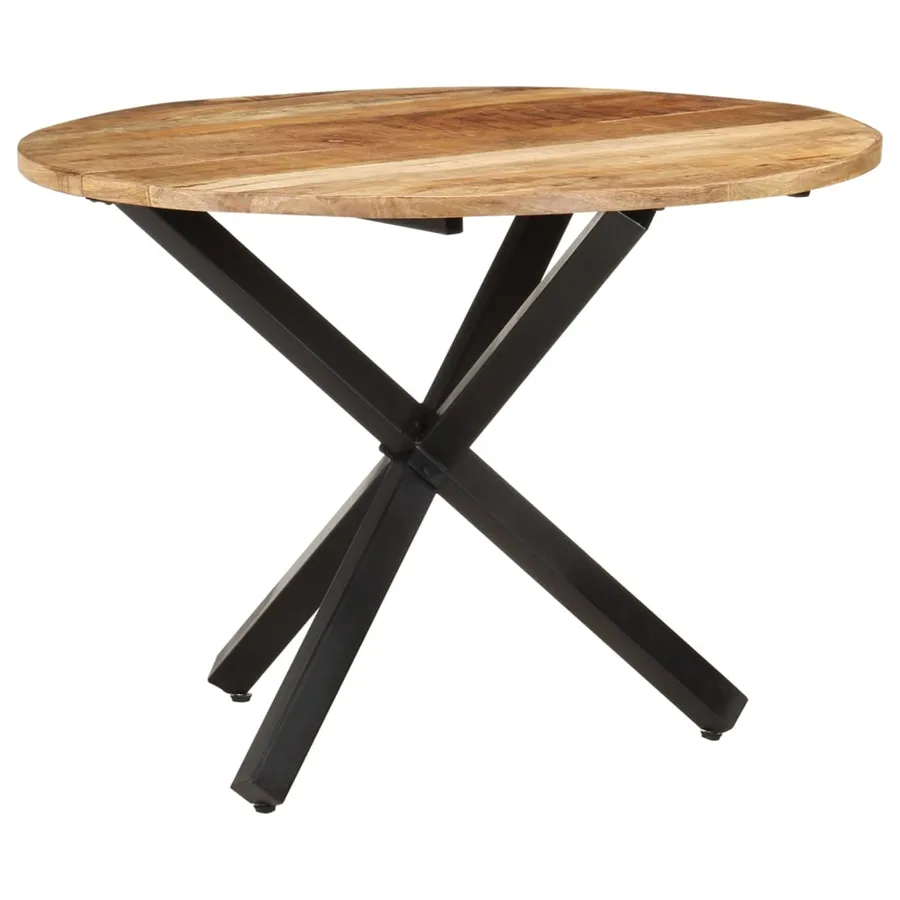 Table à dîner ronde 100x100x75 cm Bois de manguier brut - 10