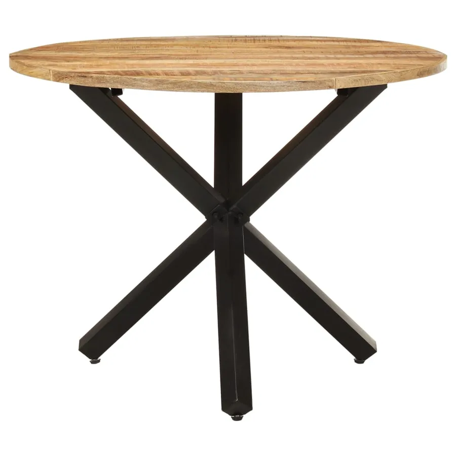Table à dîner ronde 100x100x75 cm Bois de manguier brut - 2
