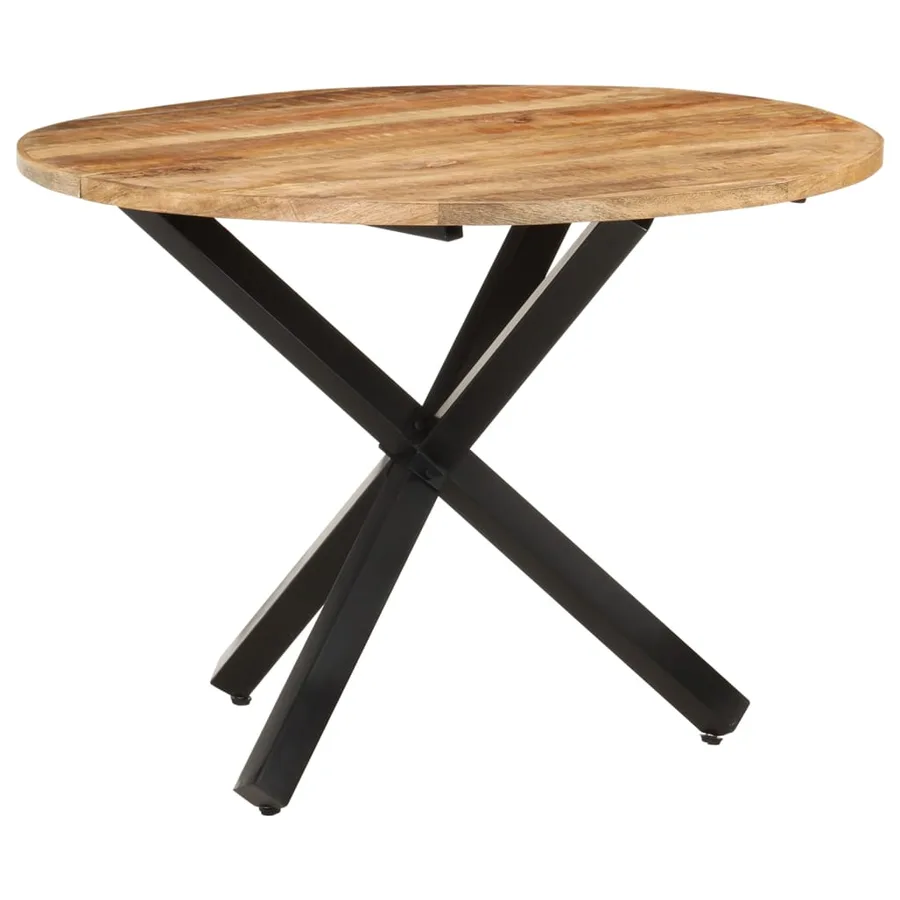 Table à dîner ronde 100x100x75 cm Bois de manguier brut - 8