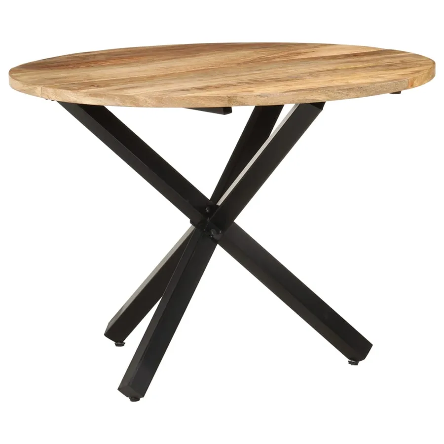 Table à dîner ronde 100x100x75 cm Bois de manguier brut - 9