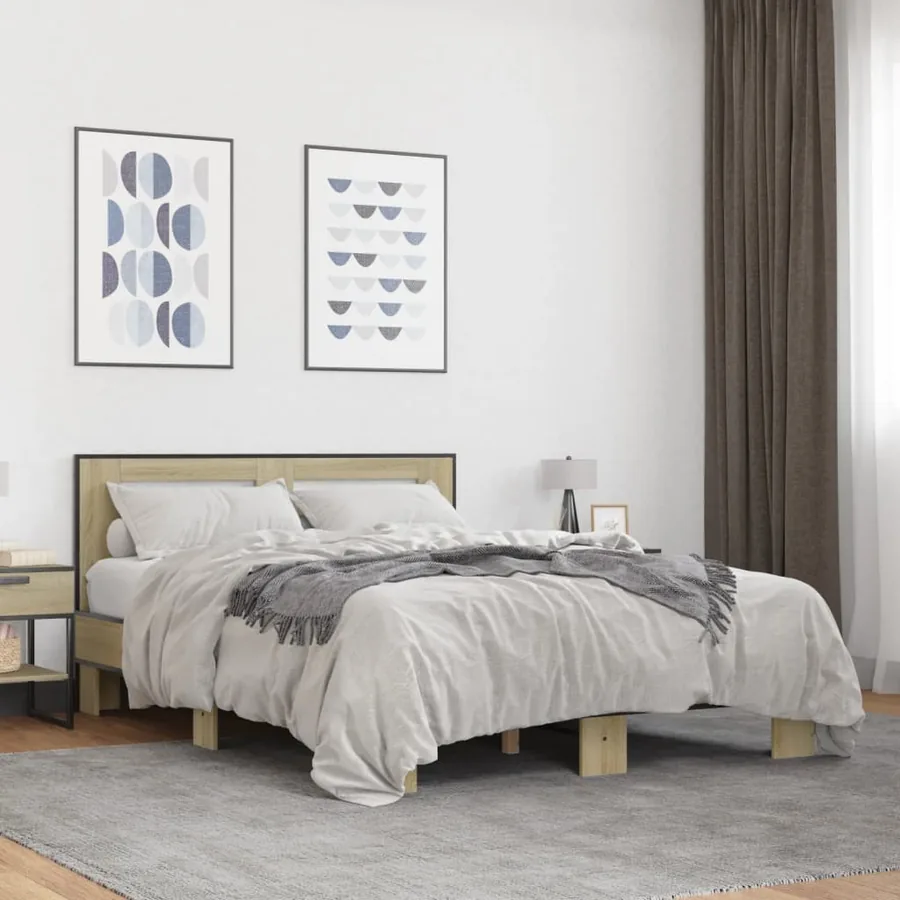 Cadre de lit sans matelas chêne sonoma 140x200 cm