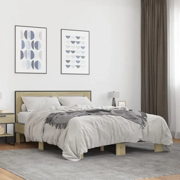 Cadre de lit sans matelas chêne sonoma 140x200 cm
