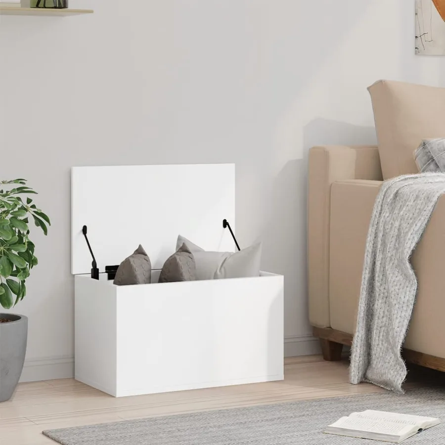 Boîte de rangement blanc 60x35x35 cm bois d'ingénierie - 3