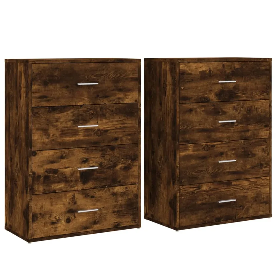 Buffets 2 pcs chêne fumé 60x31x84 cm bois d'ingénierie - 2