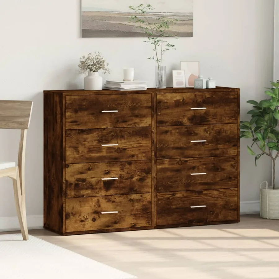 Buffets 2 pcs chêne fumé 60x31x84 cm bois d'ingénierie - 3