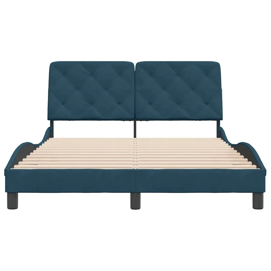 Cadre de lit sans matelas bleu 120x200 cm velours - 5