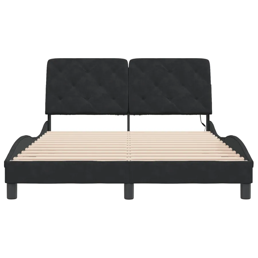 Cadre de lit avec LED sans matelas noir 140x200 cm velours - 6