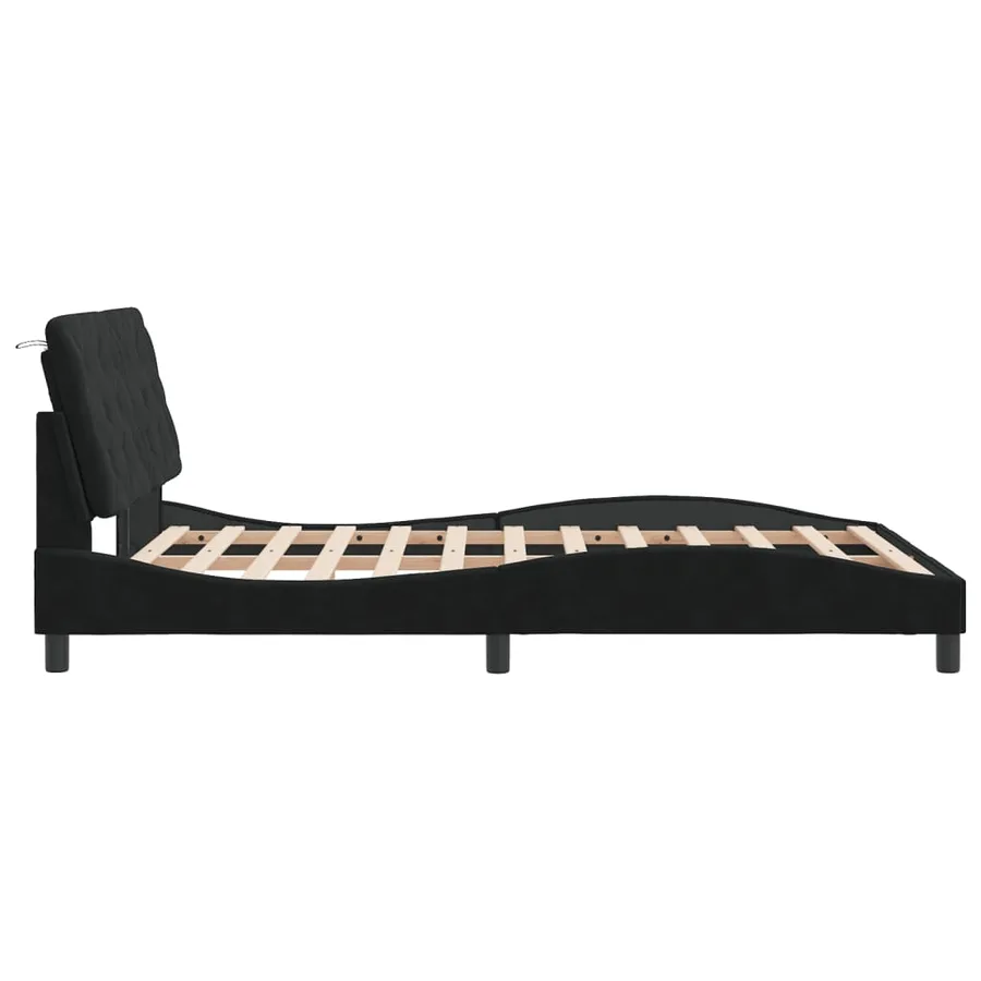 Cadre de lit avec LED sans matelas noir 140x200 cm velours - 7