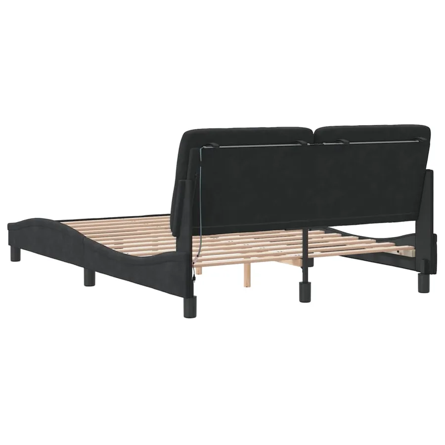 Cadre de lit avec LED sans matelas noir 140x200 cm velours - 8