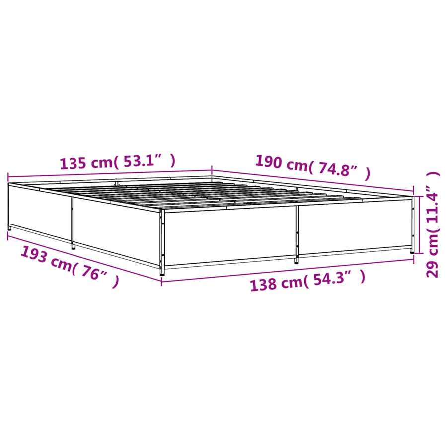 Cadre de lit sans matelas noir 135x190 cm - 9