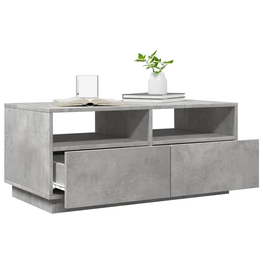 Table basse avec lumières LED gris béton 90x49x40 cm - 4