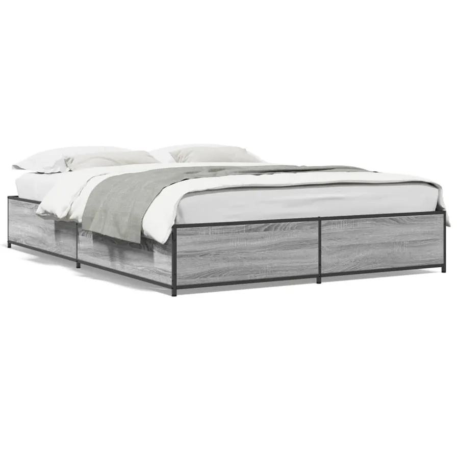 Cadre de lit sans matelas sonoma gris 135x190 cm - 2