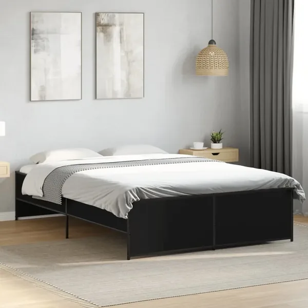 Cadre de lit sans matelas noir 140x190 cm