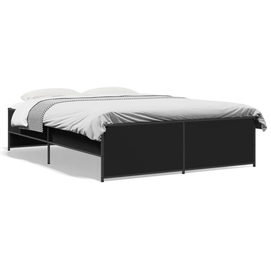 Cadre de lit sans matelas noir 140x190 cm - 2