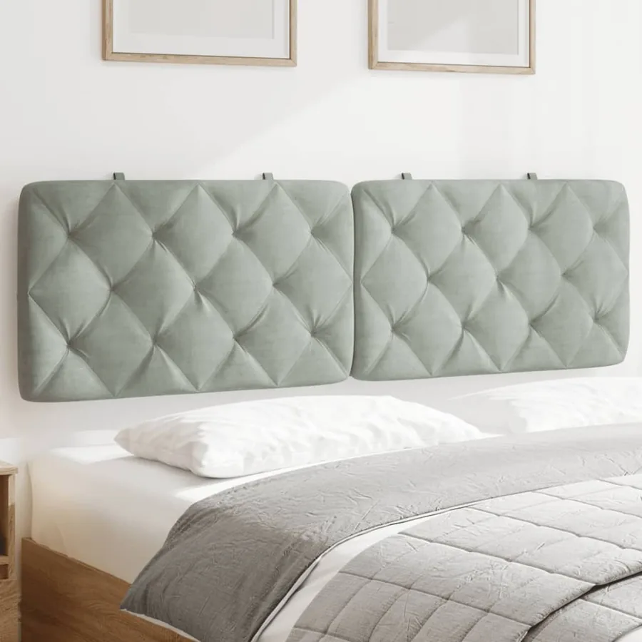 Coussin de tête de lit gris clair 160 cm velours