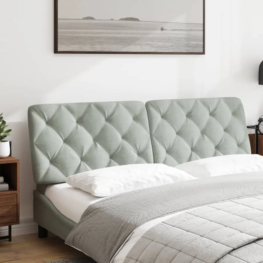 Coussin de tête de lit gris clair 160 cm velours - 3