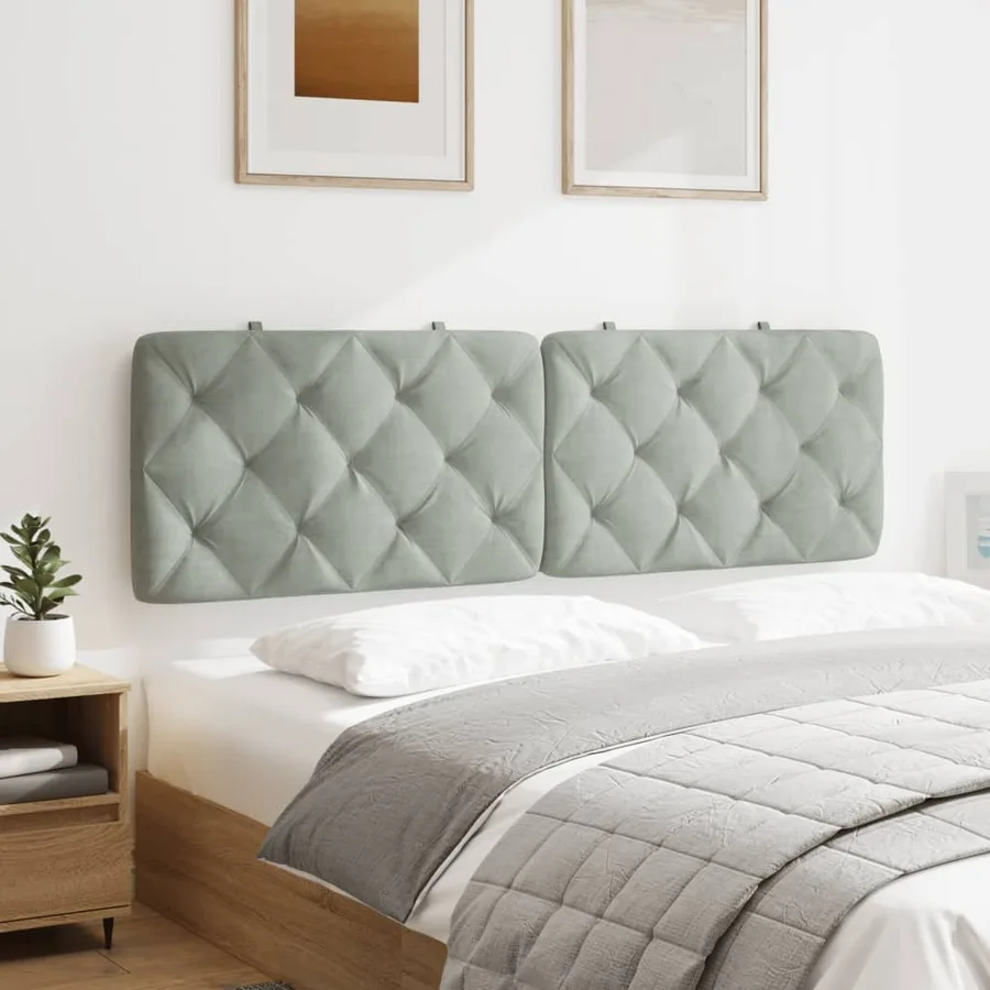 Coussin de tête de lit gris clair 160 cm velours - 4