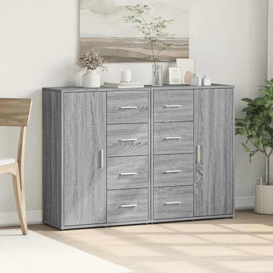 Buffets 2 pcs sonoma gris 60x31x84 cm bois d'ingénierie - 3