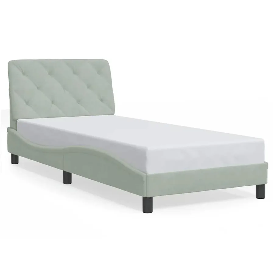 Cadre de lit sans matelas gris clair 90x200 cm velours - 2
