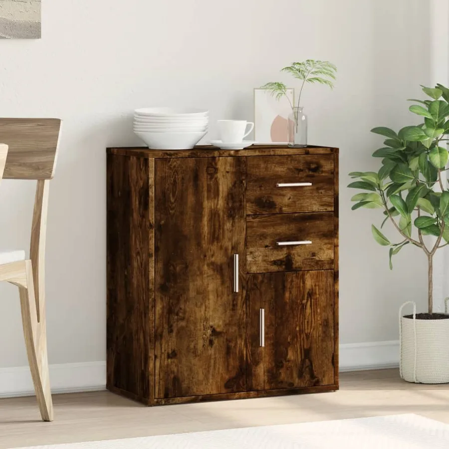 Buffet chêne fumé 60x31x70 cm bois d'ingénierie - 3