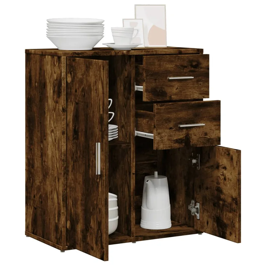 Buffet chêne fumé 60x31x70 cm bois d'ingénierie - 4