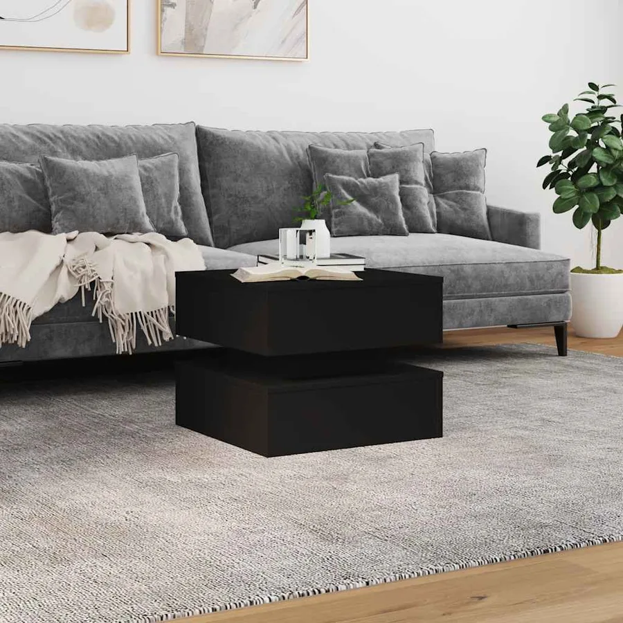 Table basse avec lumières LED noir 50x50x40 cm - 4