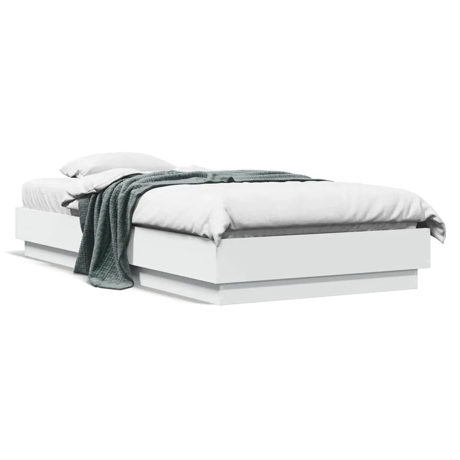 Cadre de lit sans matelas blanc 75x190 cm bois d'ingénierie - 2