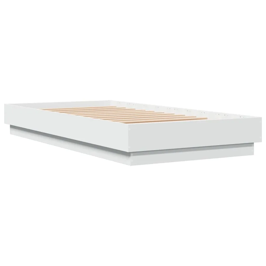 Cadre de lit sans matelas blanc 75x190 cm bois d'ingénierie - 6