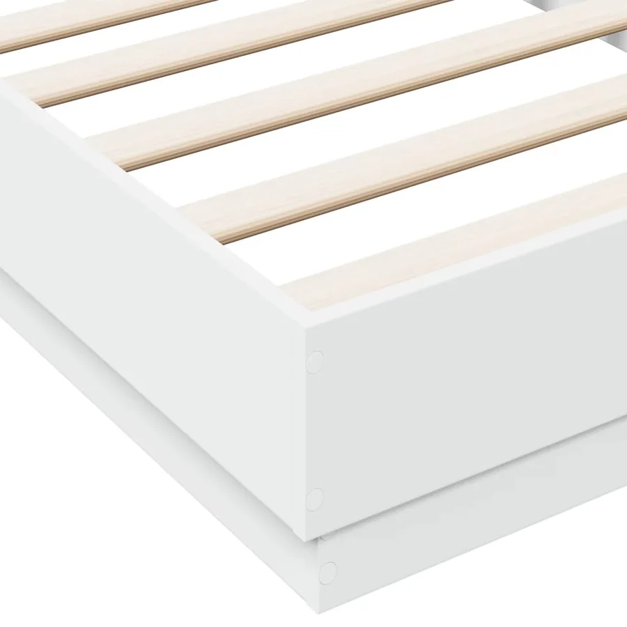 Cadre de lit sans matelas blanc 75x190 cm bois d'ingénierie - 7