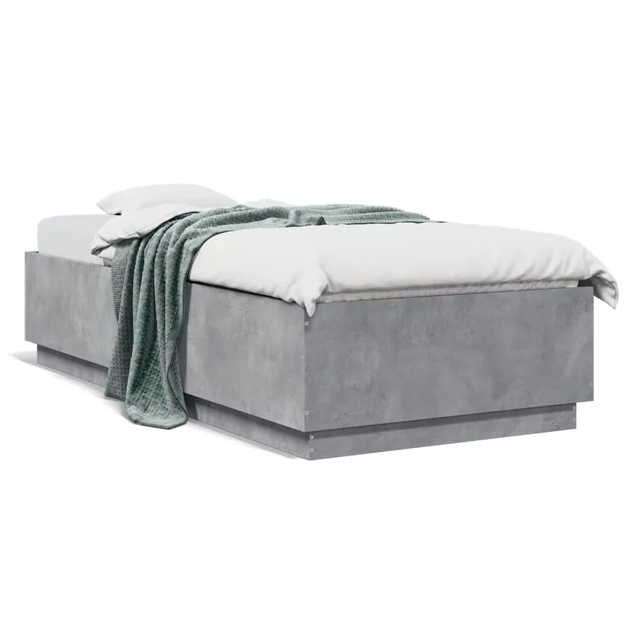 Cadre de lit sans matelas gris béton 90x200 cm - 2