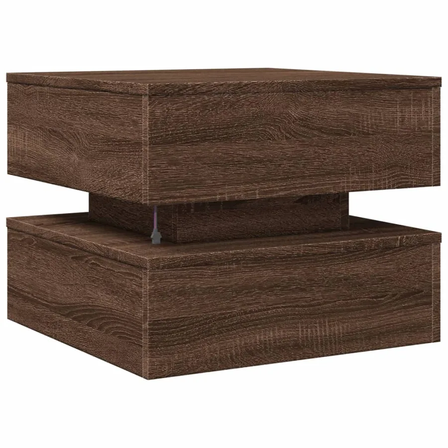 Table basse avec lumières LED chêne marron 50x50x40 cm - 9