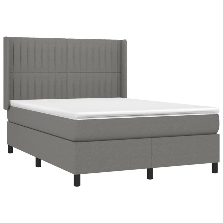 Sommier à lattes de lit matelas LED Gris foncé 140x190 cm Tissu - 4