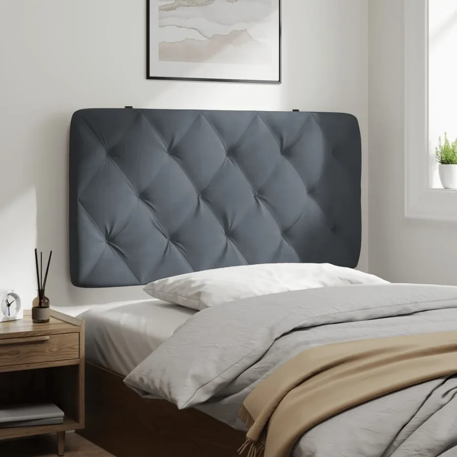 Coussin de tête de lit gris foncé 100 cm velours - 3