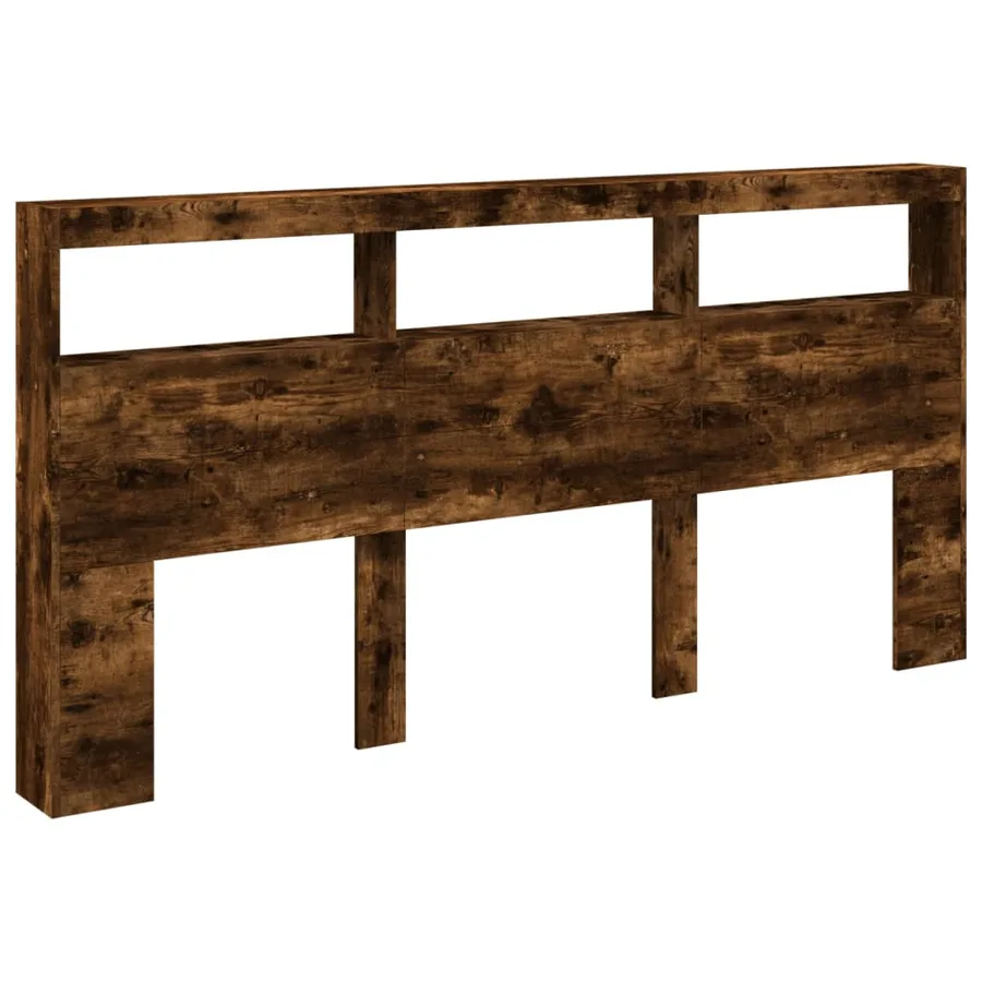 Armoire tête de lit avec LED chêne fumé 200x17x102 cm - 3