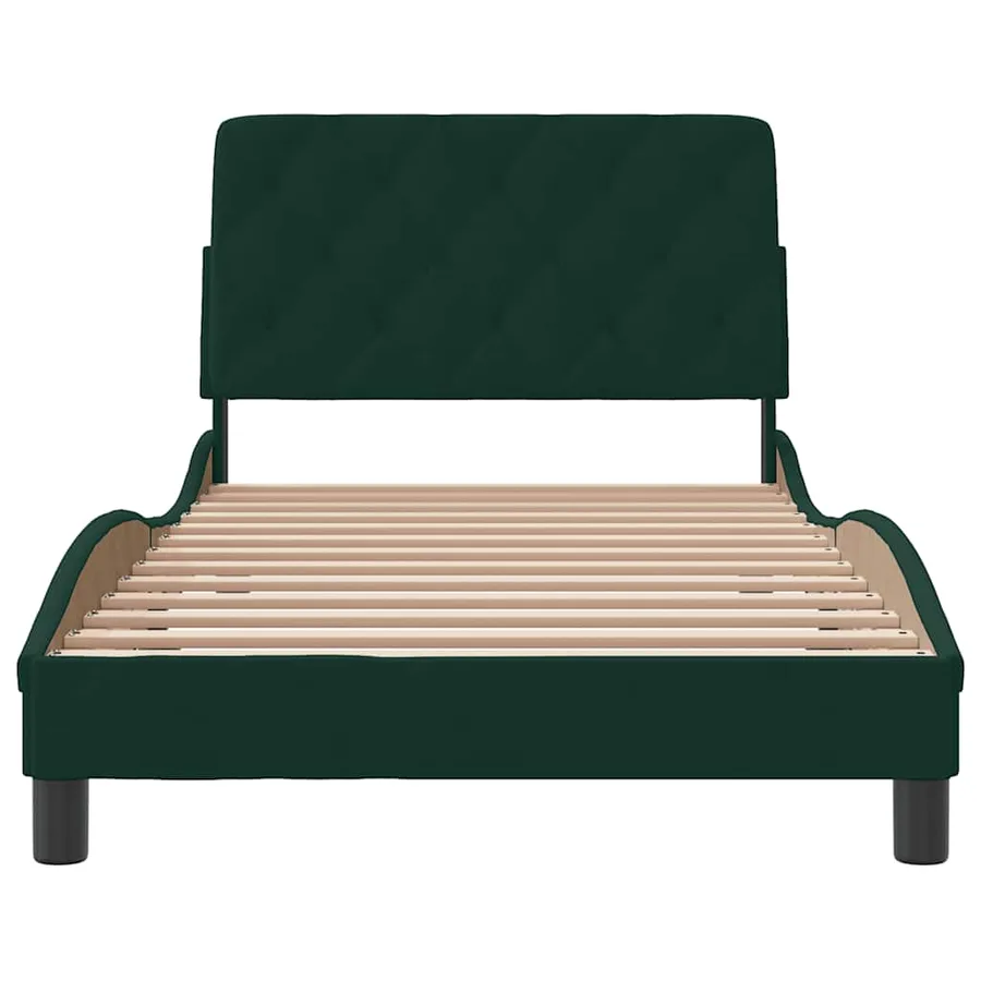 Cadre de lit sans matelas vert foncé 100x200 cm velours - 5