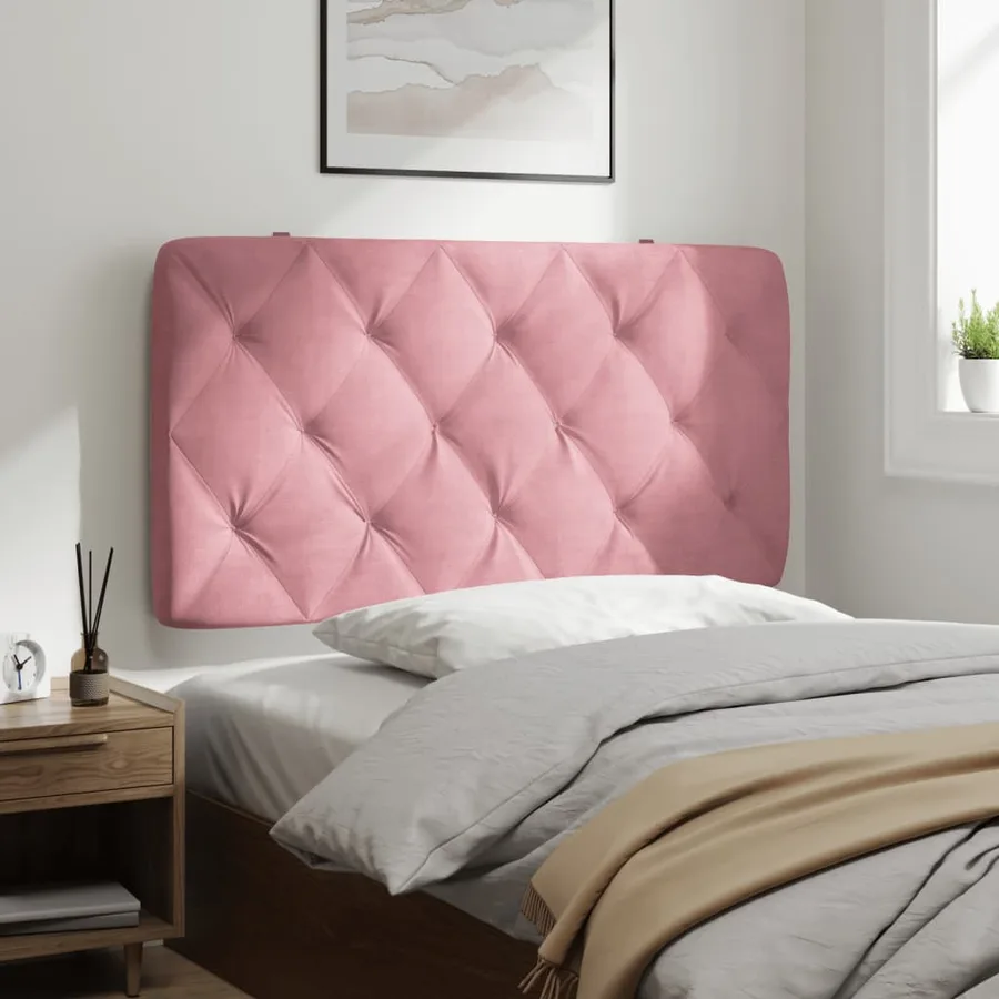 Coussin de tête de lit rose 100 cm velours - 4