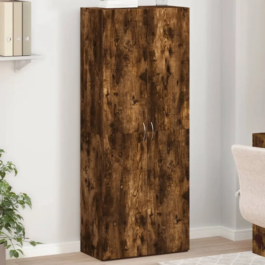 Armoire de classement chêne fumé 60x32x153 cm bois d'ingénierie
