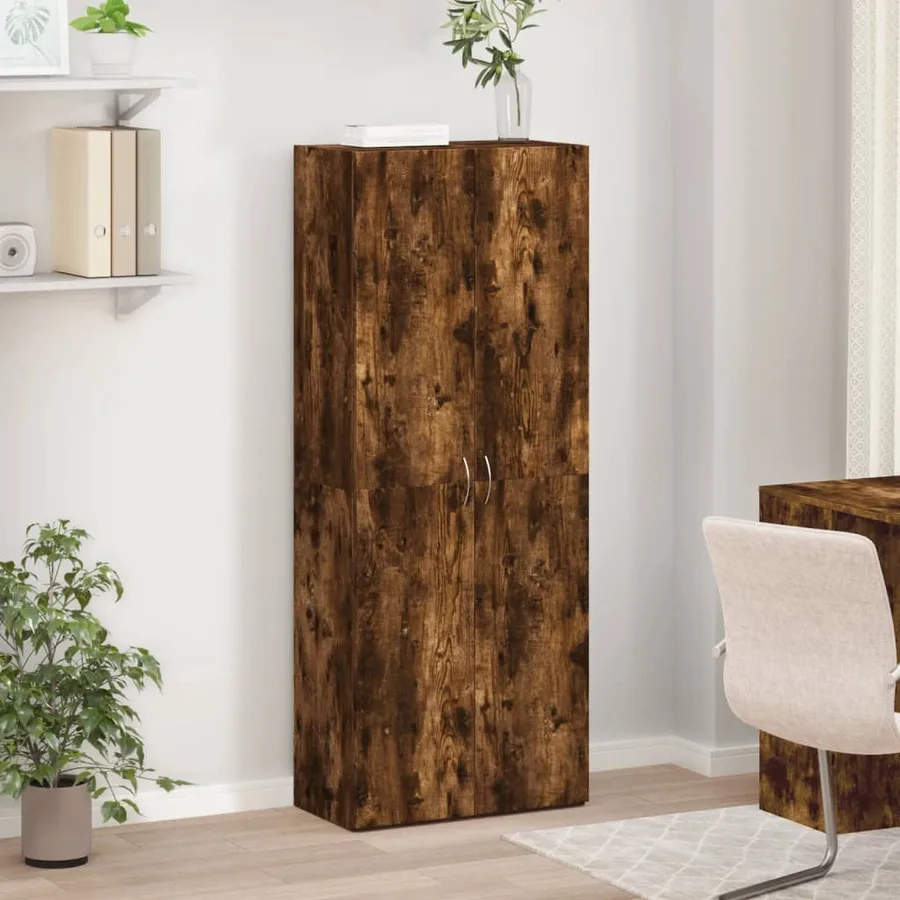 Armoire de classement chêne fumé 60x32x153 cm bois d'ingénierie - 3