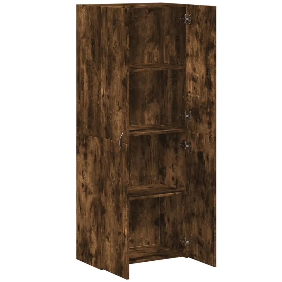 Armoire de classement chêne fumé 60x32x153 cm bois d'ingénierie - 7