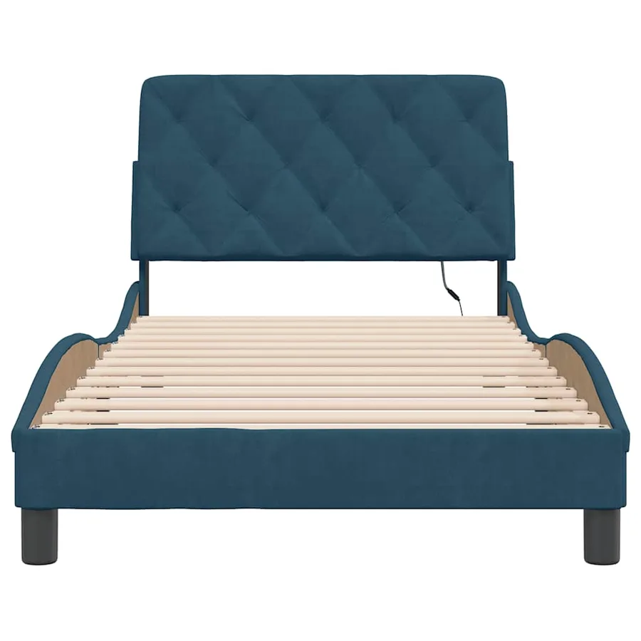 Cadre de lit avec LED sans matelas bleu 100x200 cm velours - 6