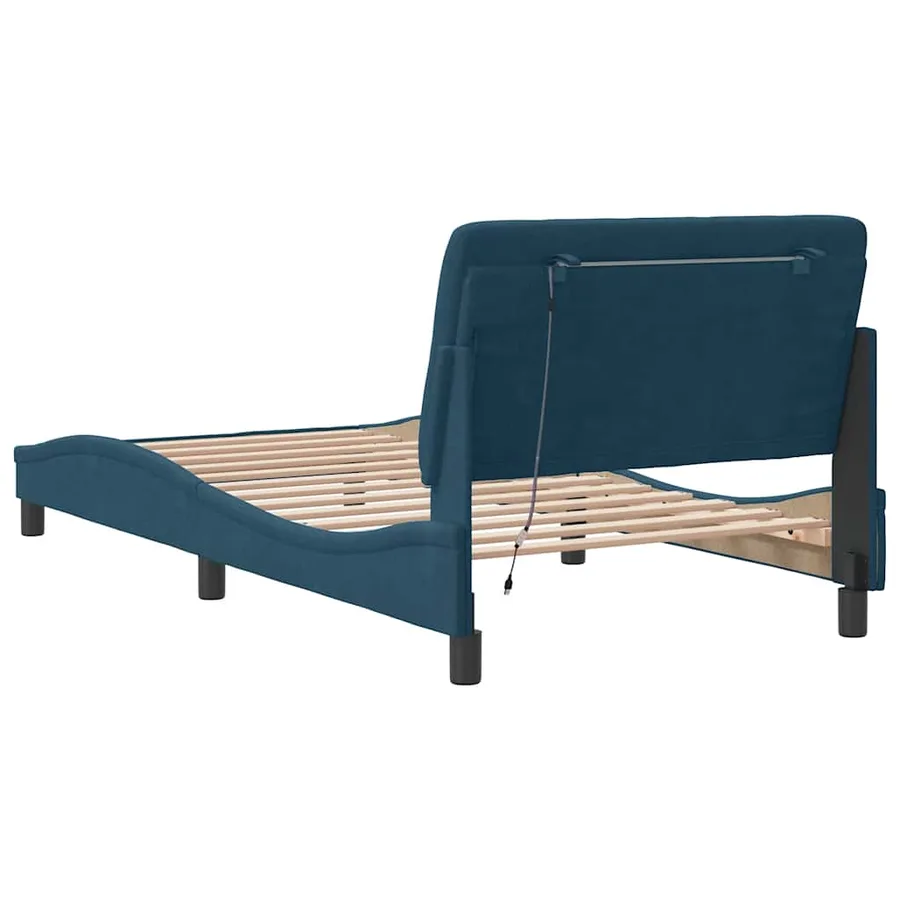 Cadre de lit avec LED sans matelas bleu 100x200 cm velours - 8