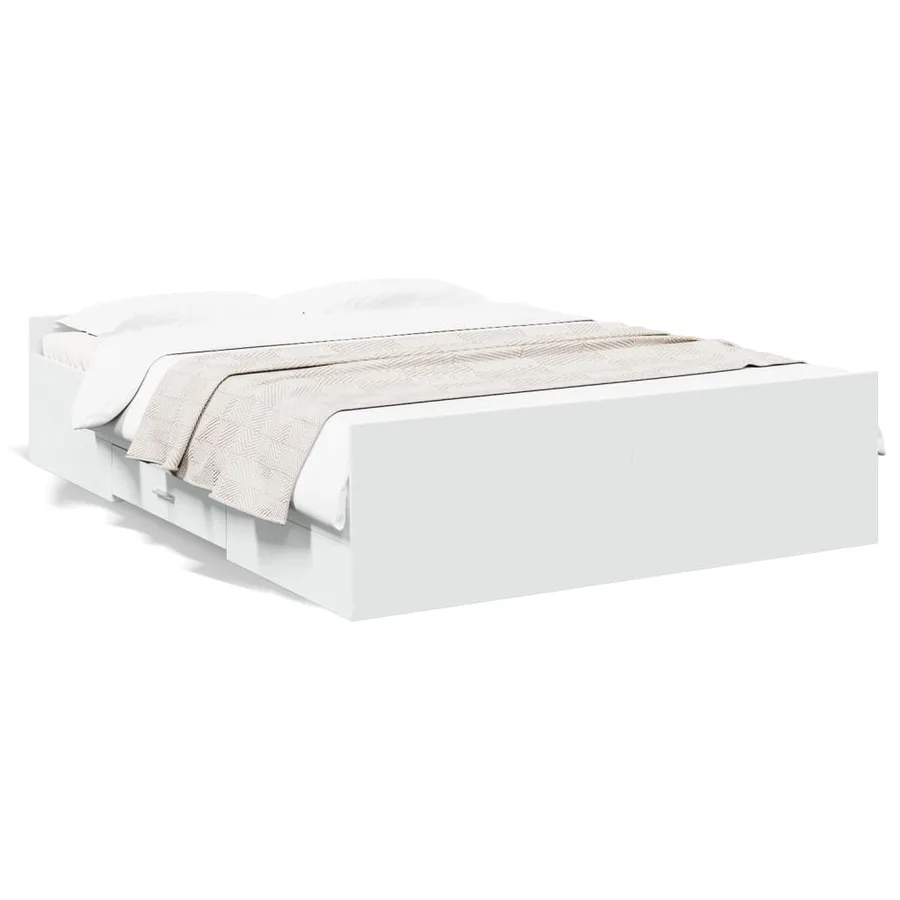 Cadre de lit avec tiroirs sans matelas blanc 120x200 cm - 2