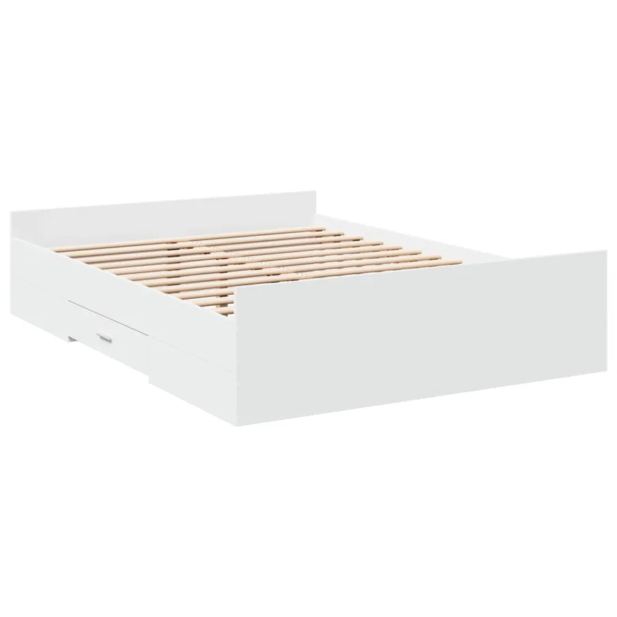 Cadre de lit avec tiroirs sans matelas blanc 120x200 cm - 3