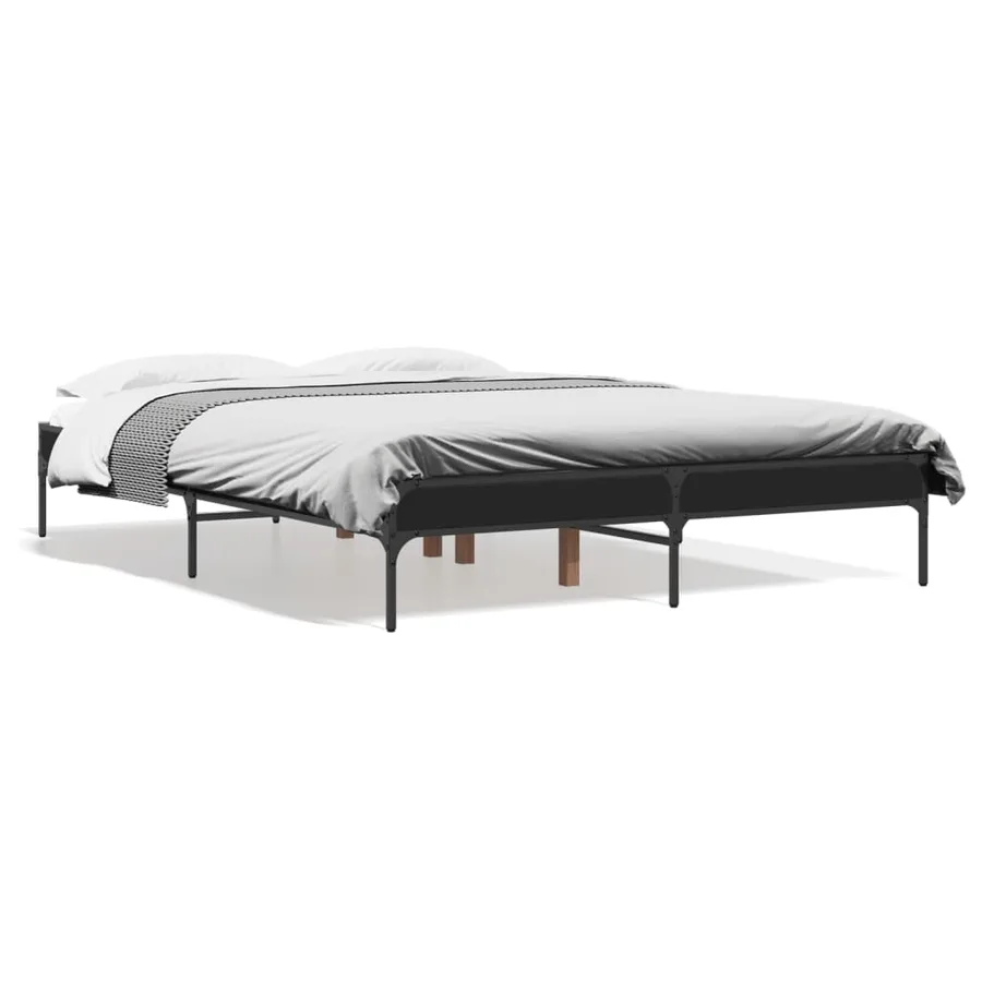 Cadre de lit sans matelas noir 135x190 cm - 2
