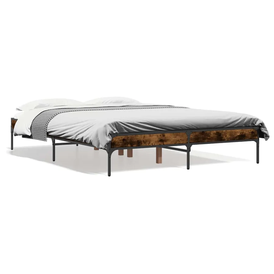 Cadre de lit sans matelas chêne fumé 135x190 cm - 2