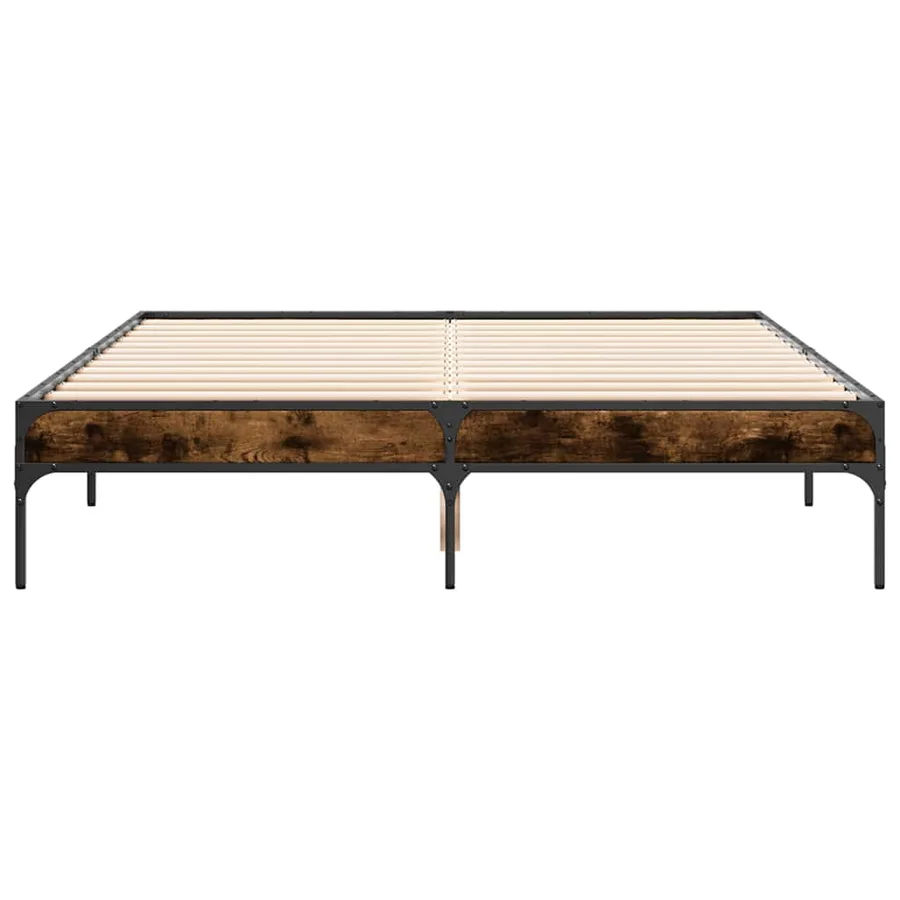 Cadre de lit sans matelas chêne fumé 135x190 cm - 4